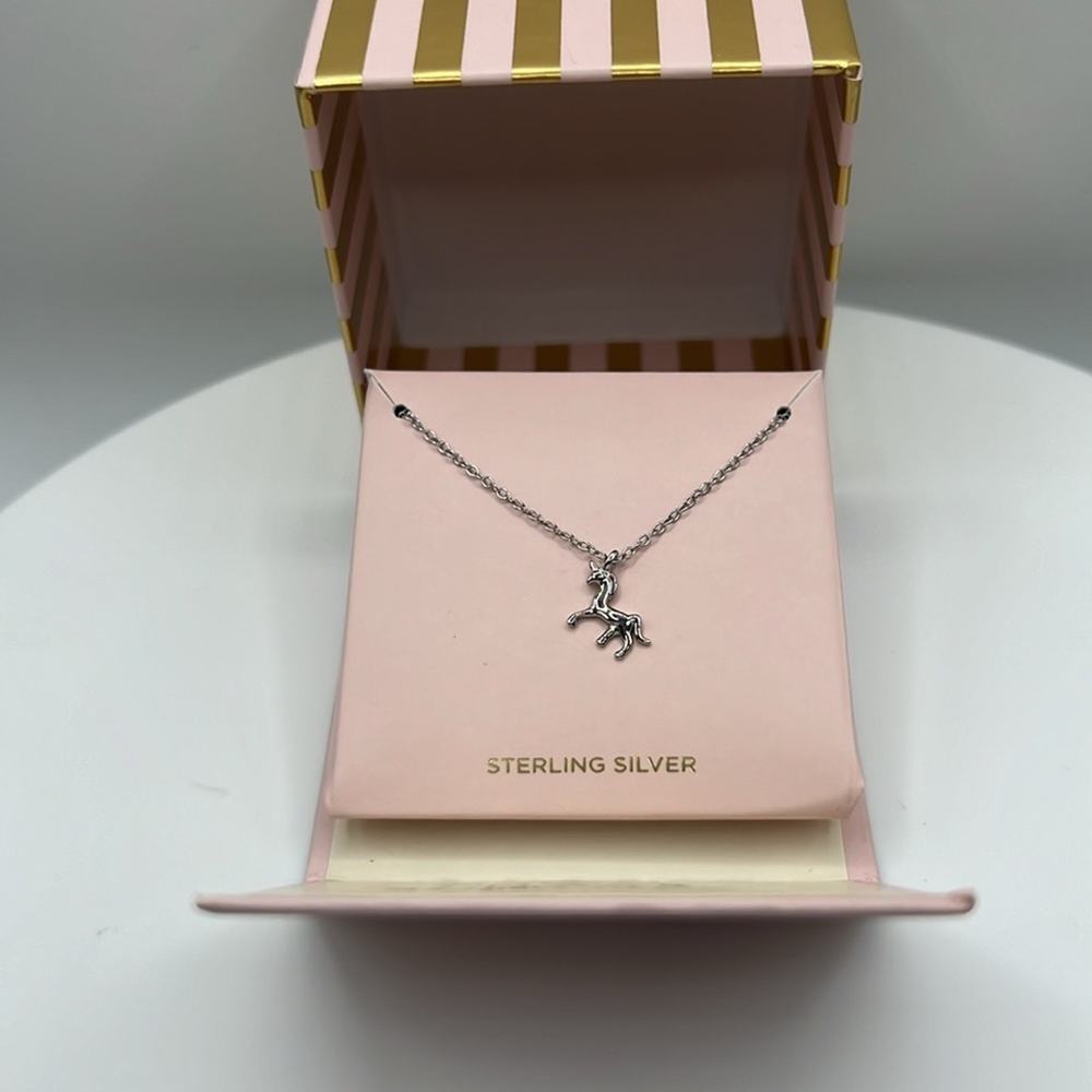 FAO Schwarz Sterling Silver Unicorn Pendant Necklace - Picture 3 of 4